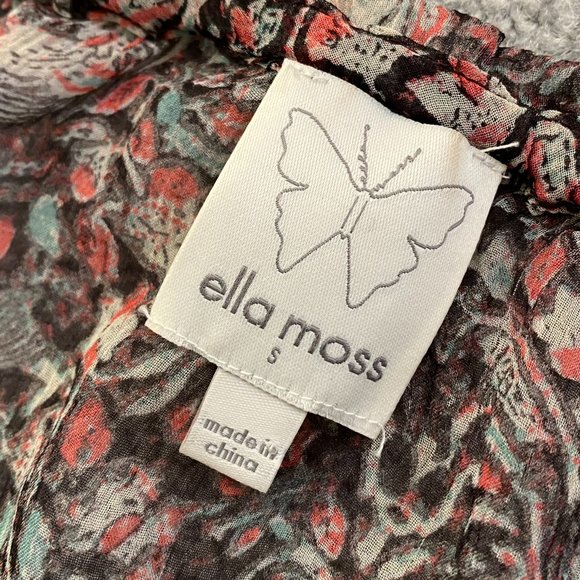 - Ella Moss Loose Floral 100% Silk Blouse Ruffled Neckline & Hem SMALL   - K918 - Picture 10 of 10